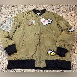 L'ATISTE Olive Bomber Jacket with Patches